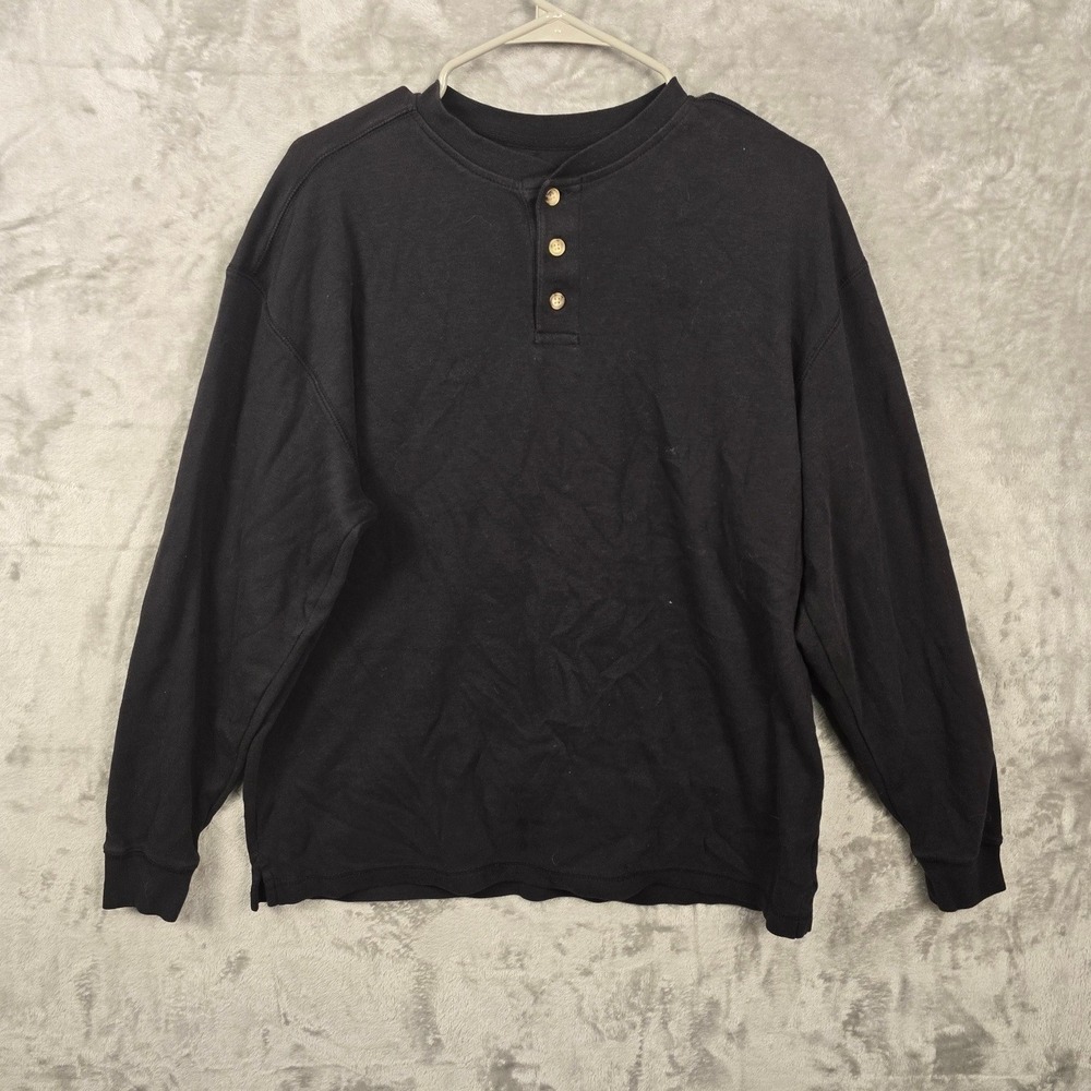 Great Northwest Clothing Company Black Long Sleeve Henley Shirt Men's Size M